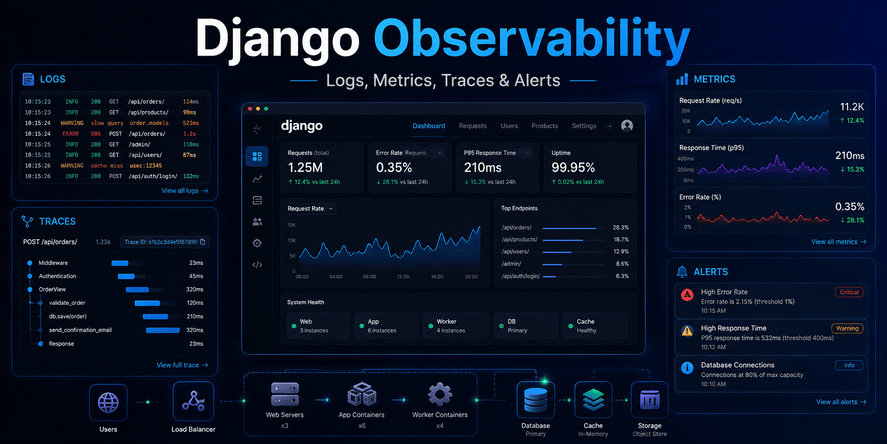 Django Observability Guide: Logs, Metrics, Traces, and Alerts for Production Websites