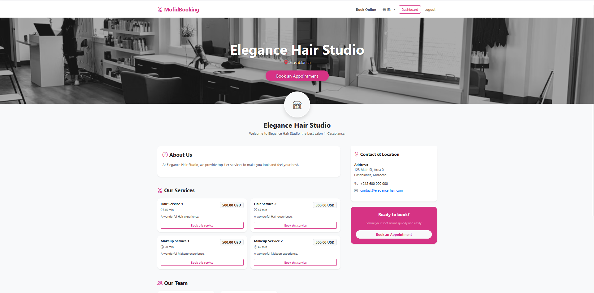Gallery image 5 for MofidBooking - Premium Multi-Salon Appointment & Management System